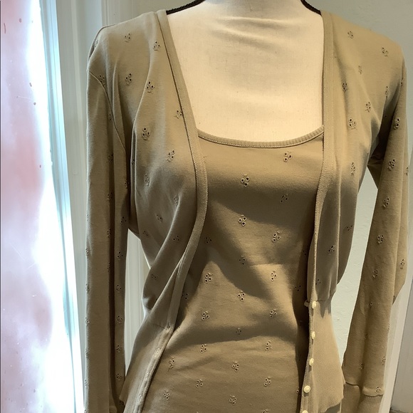 NWOT EYELET TWIN SET CARDIGAN - Picture 1 of 12